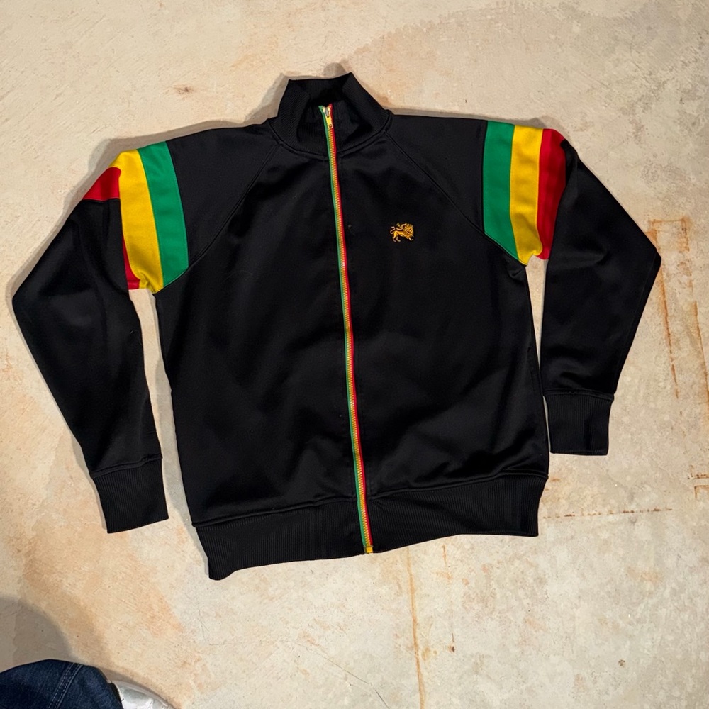 Y2K Rasta track Jacket with Multicolor Stripes
